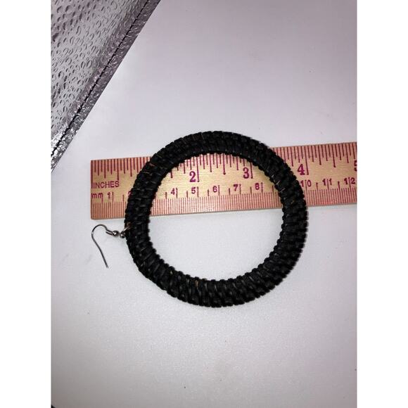NWT! Plunder Distress Large Black Hoop 3 7/8" Earrings! - Picture 8 of 8